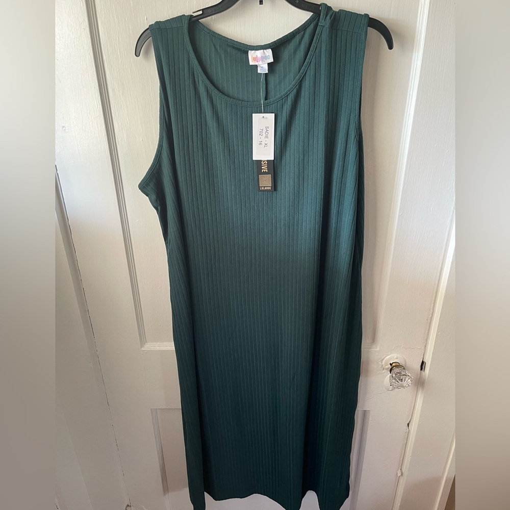 Women’s Lularoe, XL, Sleeveless Rib Knit Midi Dress - Deep Green. New, with tags